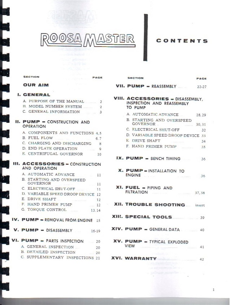 Roosa Master D Injection Injector Pump Service Manual
