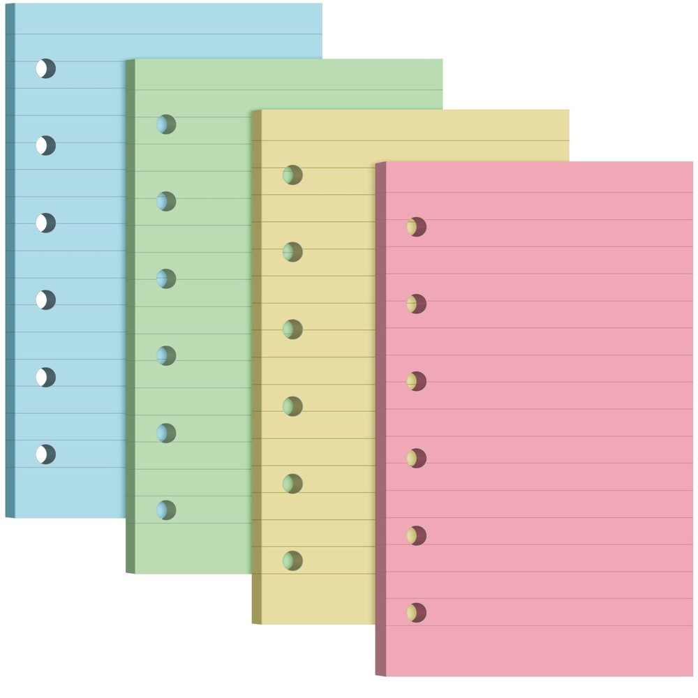 6 Hole Mini Lined Paper Refill 200 Sheets Blank Planner Refills Loose Leaf Pa...