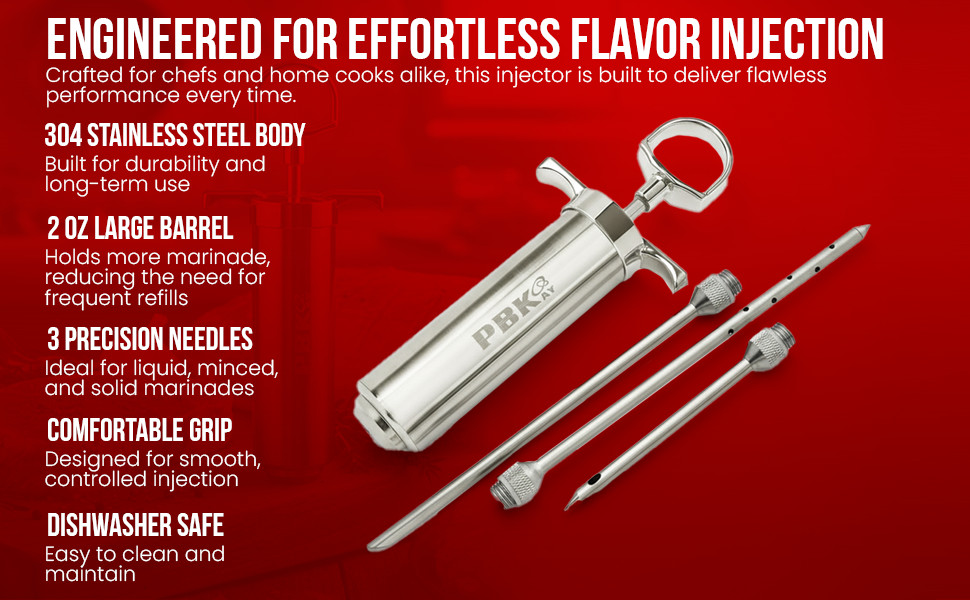 Heavy Duty Meat Injector 304 Stainless Steel - Seasoning Injector -
