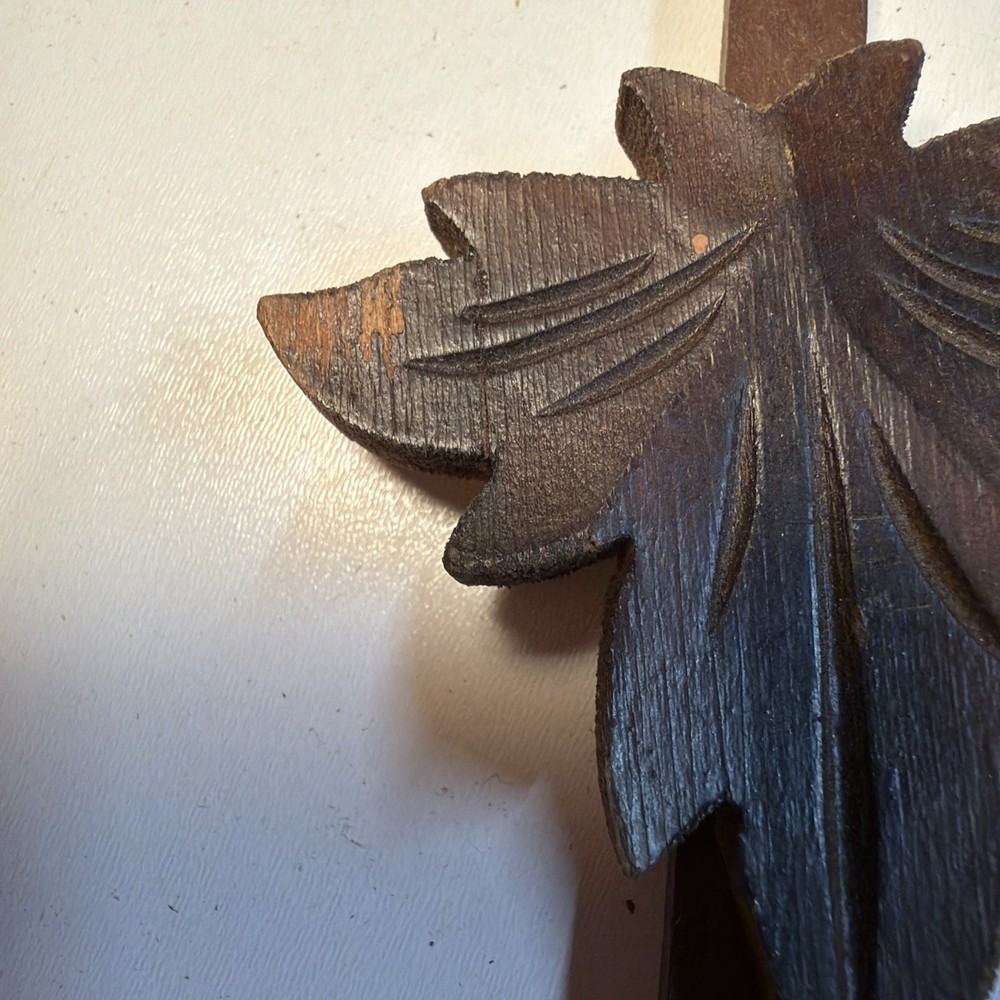 Vintage Germany Cuckoo Clock part Maple Leaf Wood Pendulum