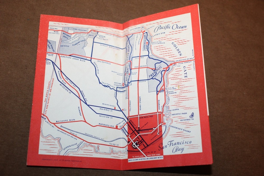 Two Original WW2 Wartime U.S. Homefront San Francisco Map for Service Members