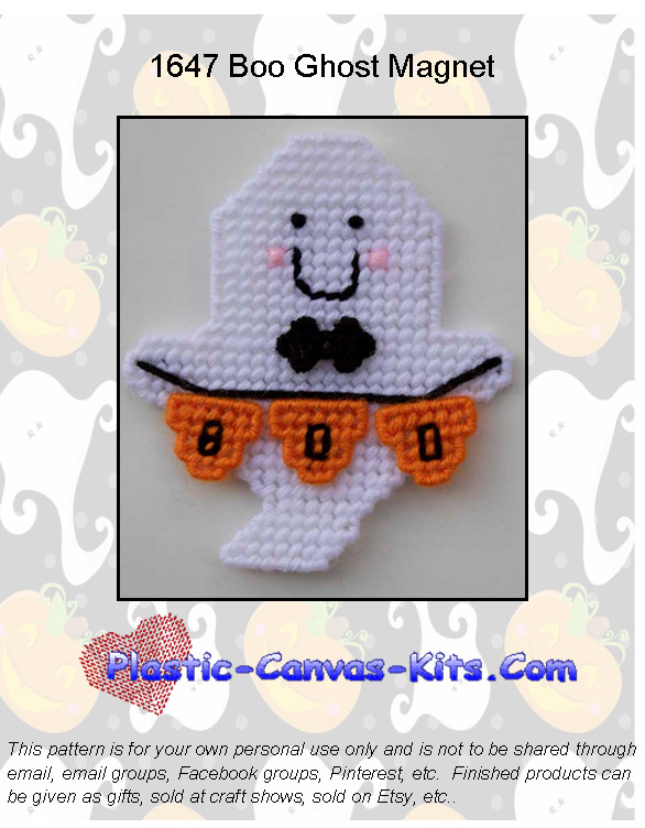 Halloween Boo Boy Ghost Magnet-Plastic Canvas Pattern or Kit