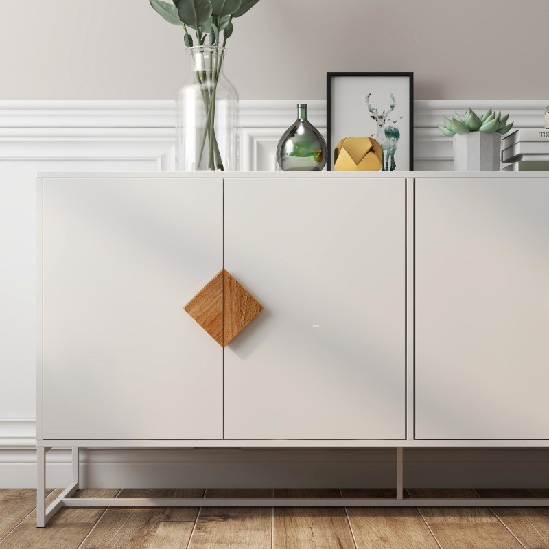 Solid wood special square handle design with 4 doors and double storage sideboar