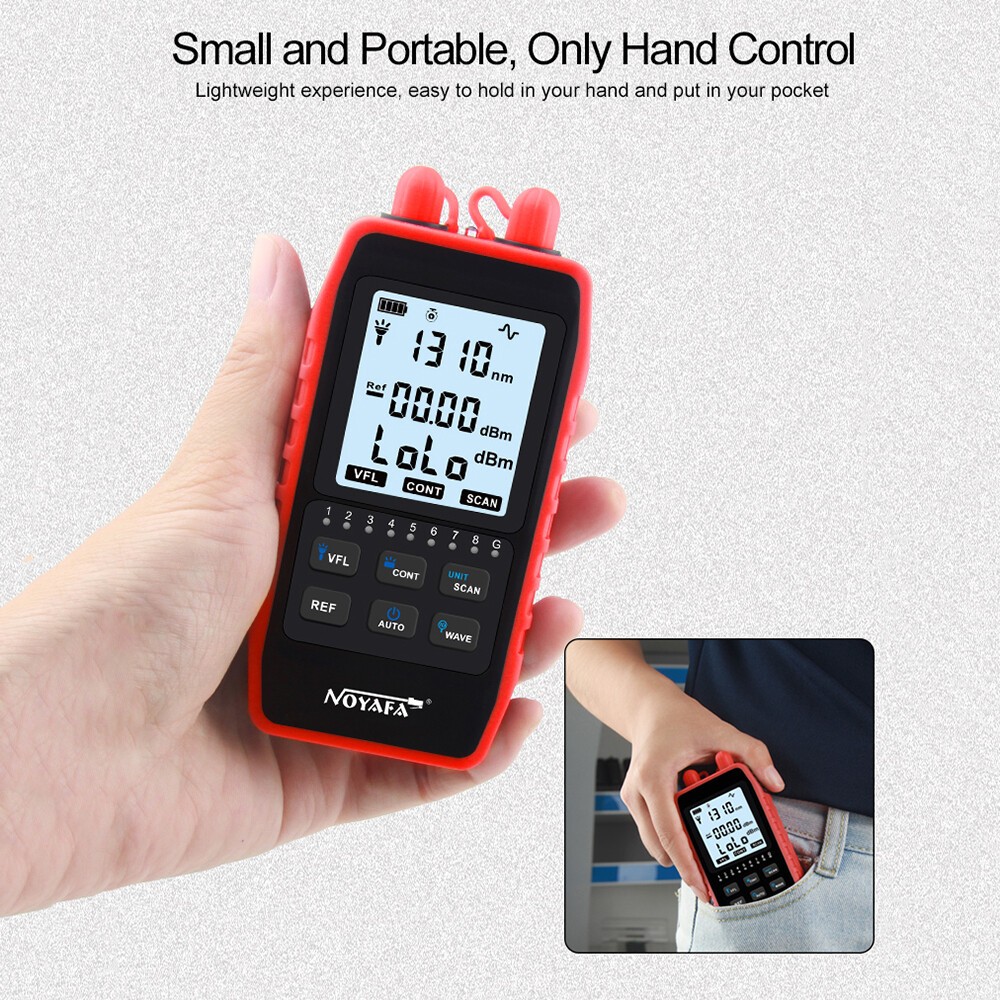 Fiber Optic Network Cable Tester Optical Power Meter Red Light Source Wavelength