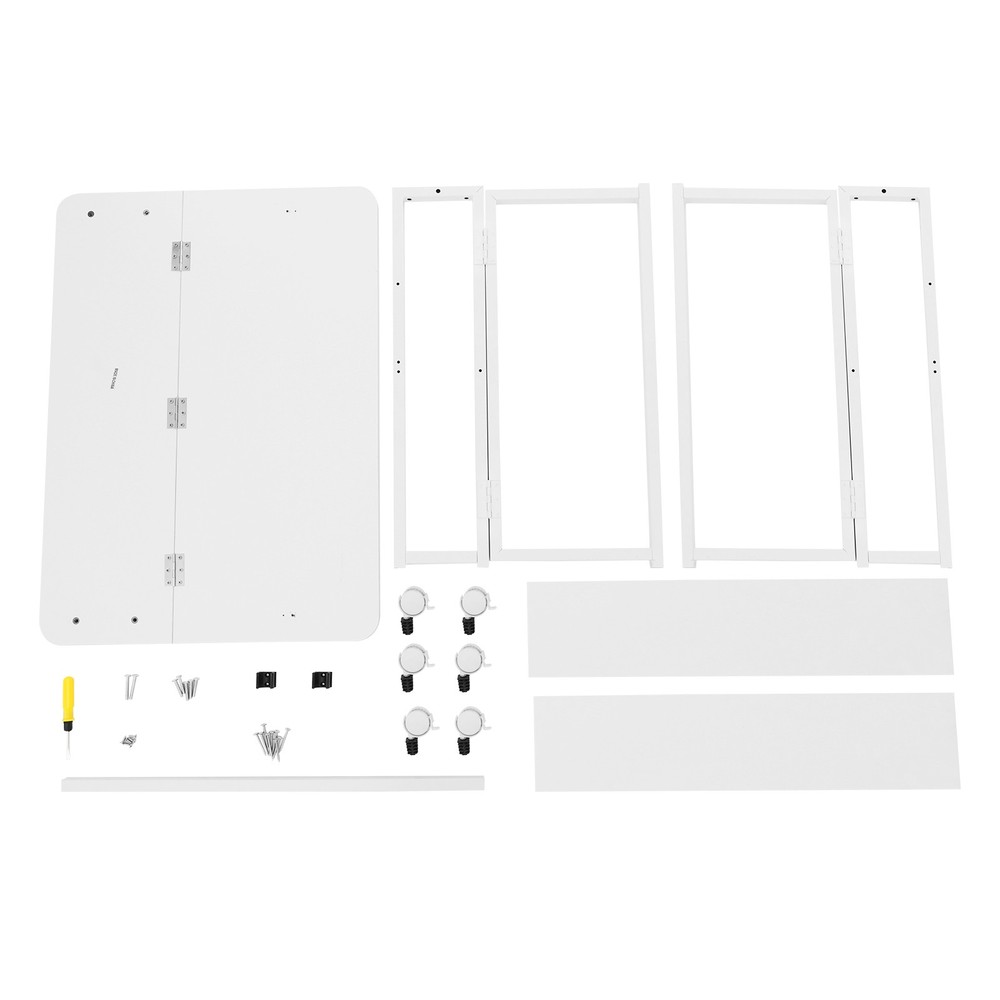 75cm(H) Computer Desk Freestanding Study Desk White Foldable Table W/ Six Wheels