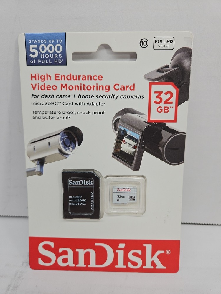 SanDisk 32GB Micro SDHC Video Security Camera  Card And Adapter