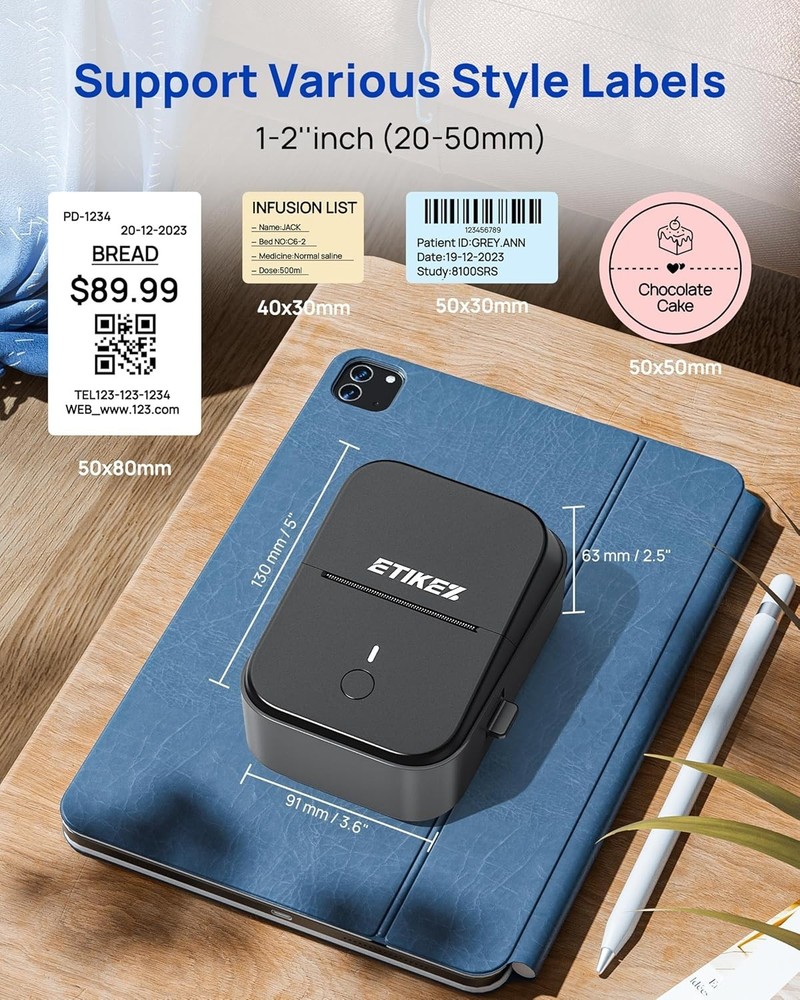 PM260 Label Maker Machine with Tape, 2 Inch Label Maker Bluetooth Label Printer