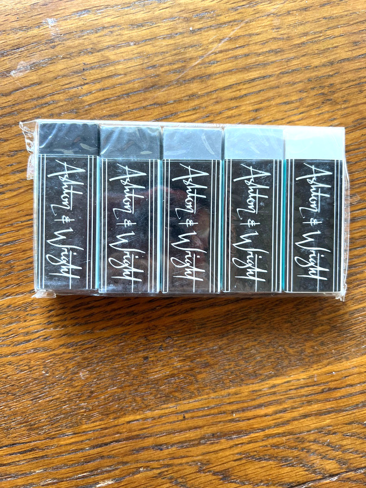 Ashton & Wright 5 Grey Tones Erasers, 1 Set, New and Unused