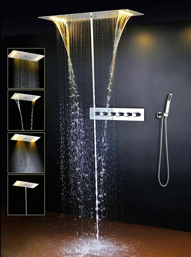 High-pressure water Saving Best LED Shower Multi-Function 15"x28" Brushed Nickel