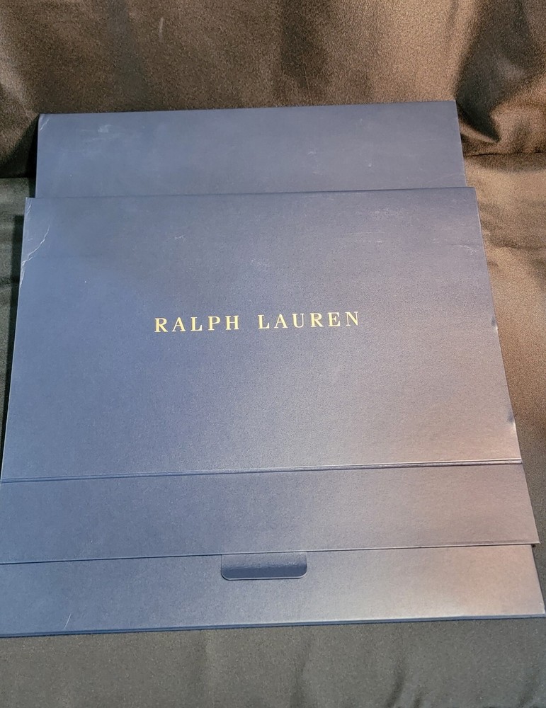 RALPH LAUREN Rectangular Gift Box Navy w/ Gold Logo Hard Sturdy Flip Top Large