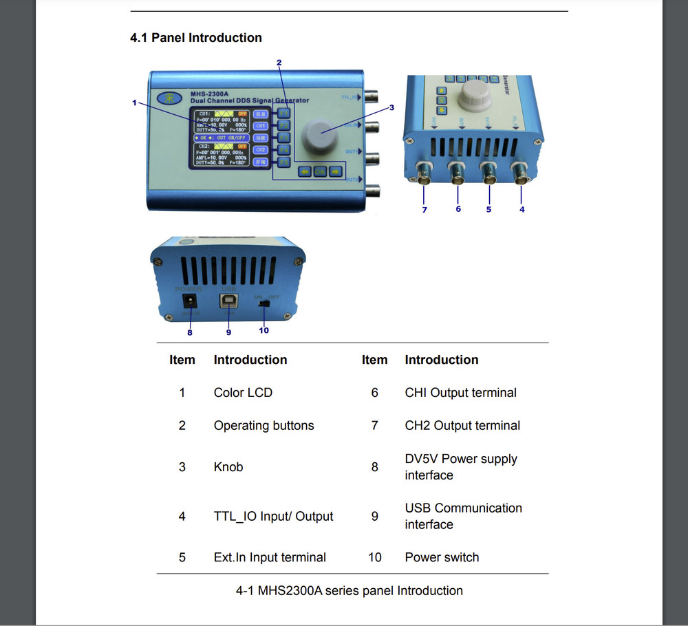 MHS2300A Arbitrary Waveform Dual-channel DDS Signal Generator w/ Power Adapter