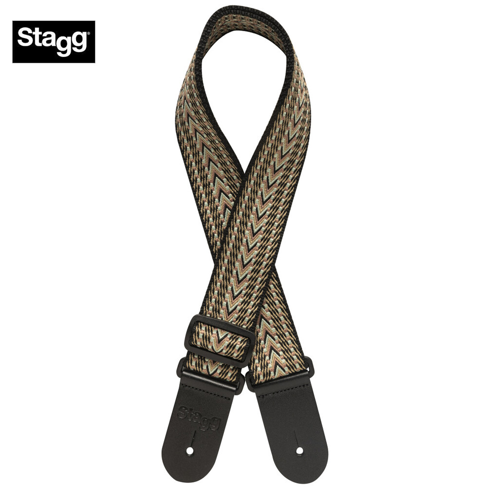 Stagg Woven Cotton 2" Guitar Strap W/ Grey Rafter Pattern SWO COT RAF GRE