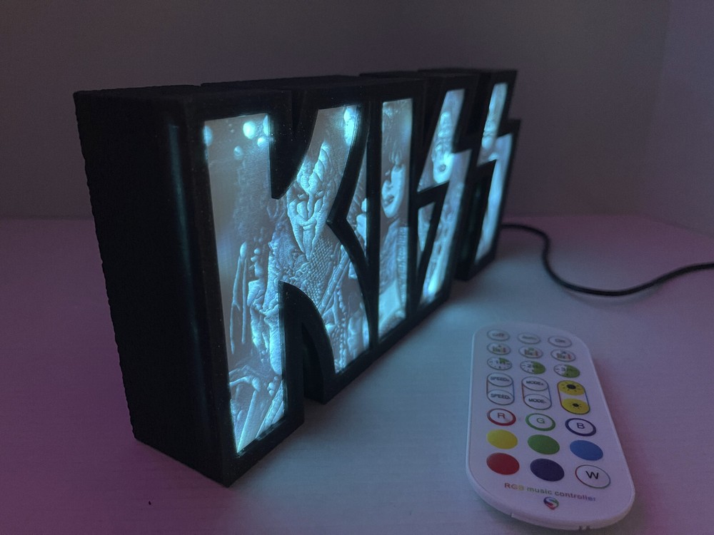 KISS light box, v3, Litho, with LED colored lights and built in Sound Sensor