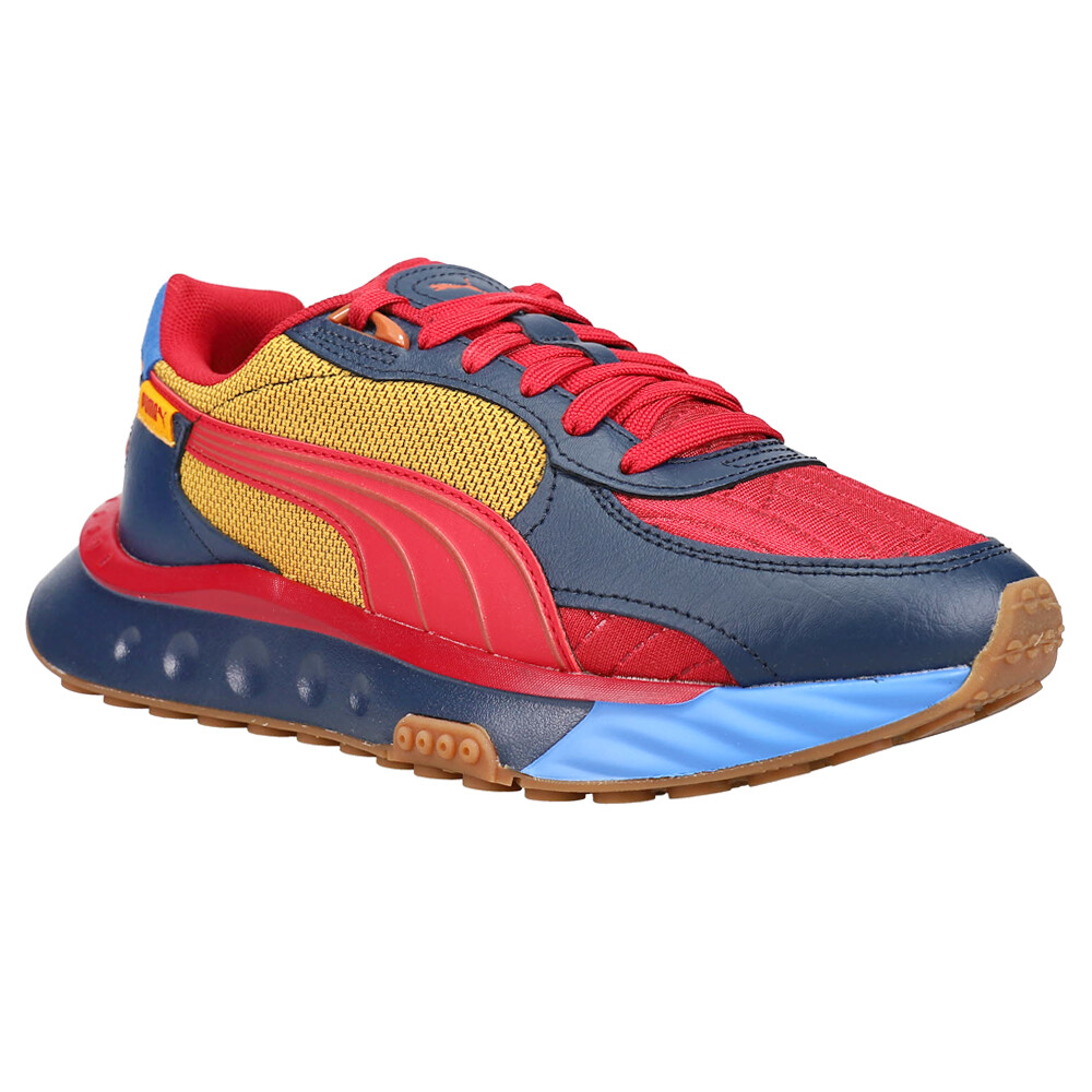 PUMA Wild Rider Gf Lace Up Youth Boys Blue, Red Sneakers Casual Shoes 38518101