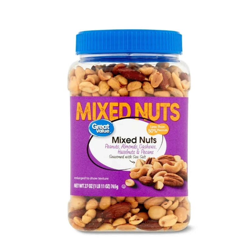 Great Value Mixed Nuts with Peanuts, 27 oz