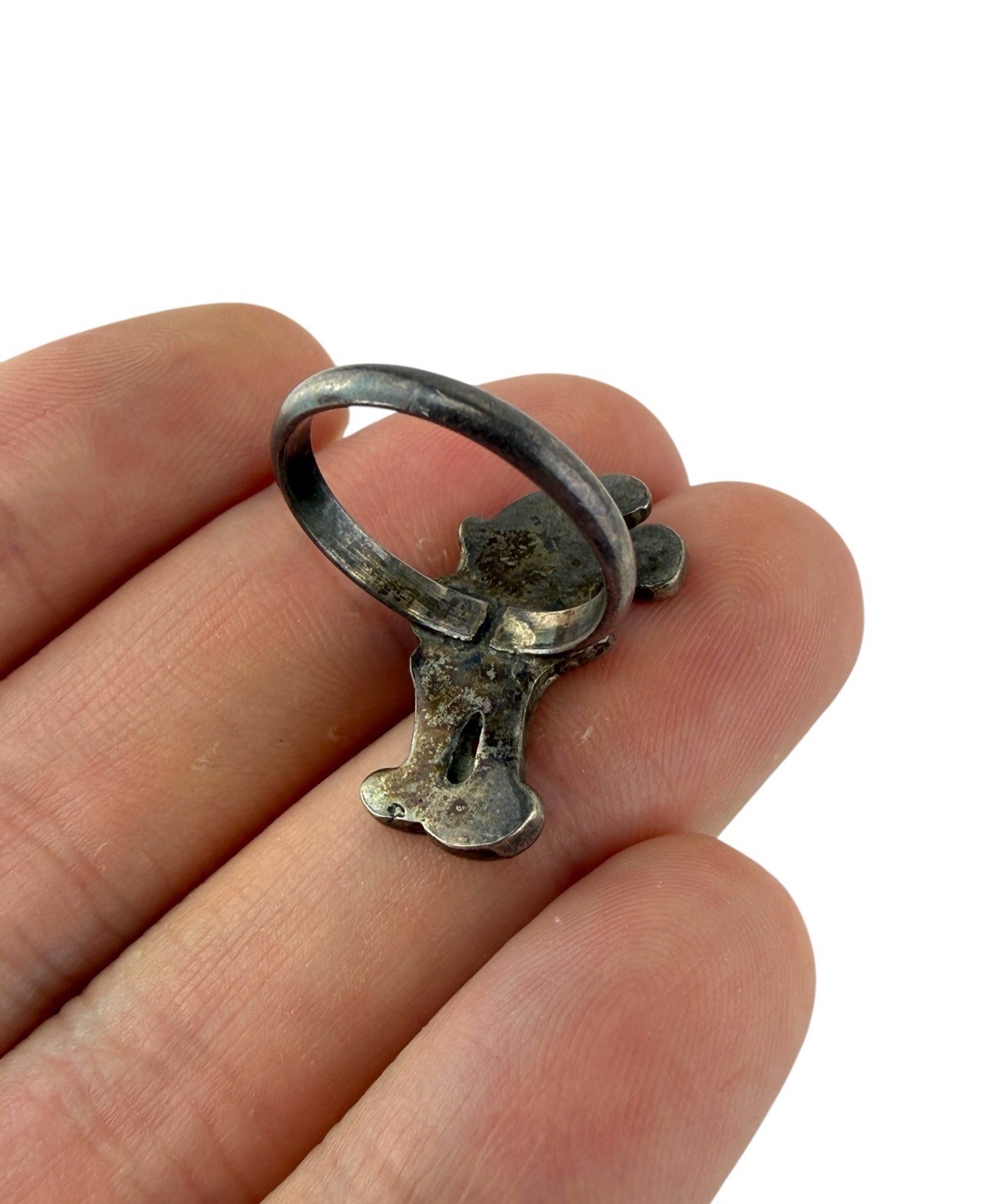 Vintage Mickey Mouse Sterling Silver Onyx/Coral Turquoise Ring & 2 Pendants