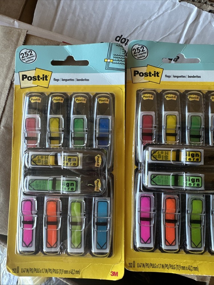 Lot Of 2 Post-it Flags Value Count, Assorted Colors, 252 Arrow Flags