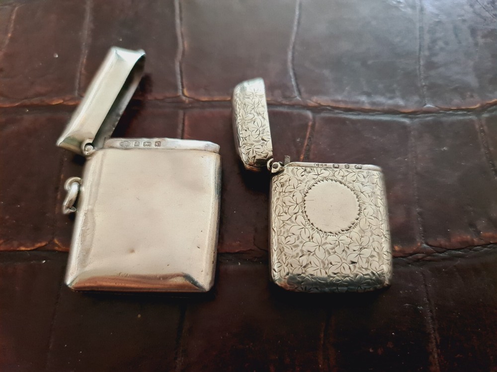 Antique Hallmarked Silver Vesta Cases Victorian X 2