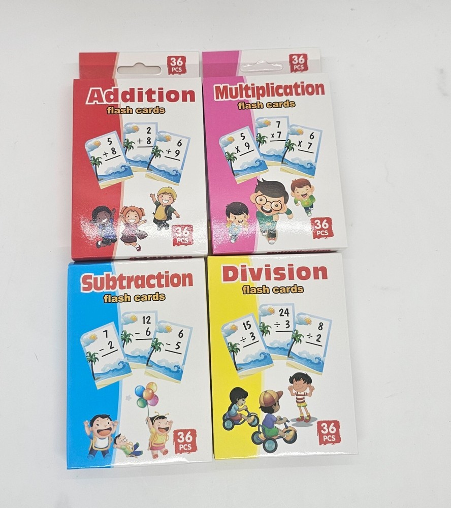 Math Flash Cards - Addition Subtraction Multiplication Division - 36 cards EA