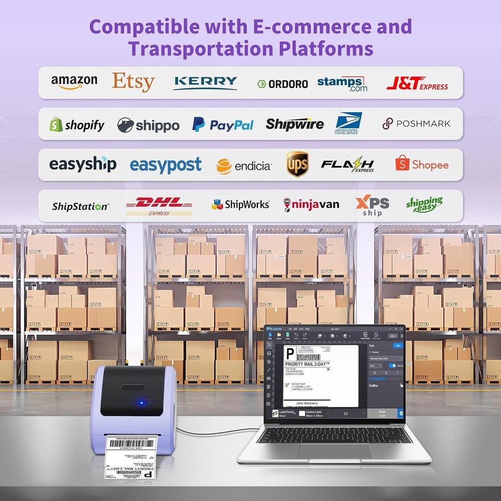 Phomemo 4X6 Shipping Label Printer Bluetooth Label Thermal Printer +500X Labels