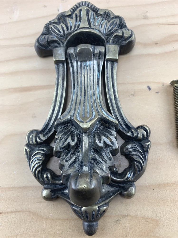 Vintage Classical Acanthus Leaf Brass Door Knocker .