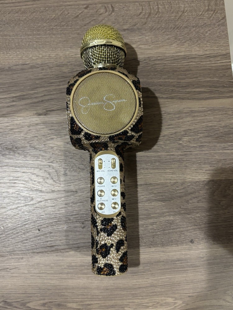 Jessica Simpson Leopard Microphone Bling Edition Wireless Bluetooth for Karaoke