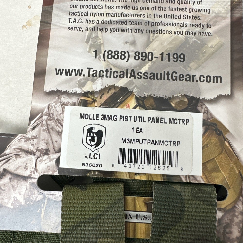 Tactical Assault Gear Triple Double Medic Utility MOLLE Panel Multicam Tropic