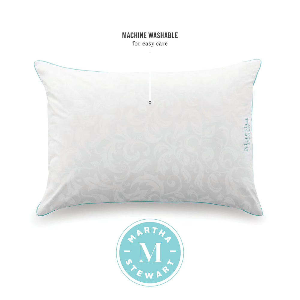 Martha Stewart Jacquard Down Alternative Pillows, Standard/Queen (2 Pack)