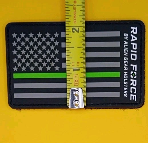 PVC Rubber Patch Black/Gray Thin Green Line Flag Hook & Loop Alien Gear Holsters