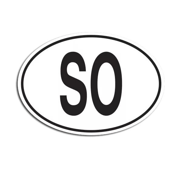 SO Somalia Country Code Oval Sticker Decal