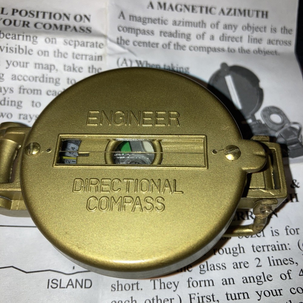 Vintage Directional Pocket Engineer Compass w/ Instructions & Pouch-Japan