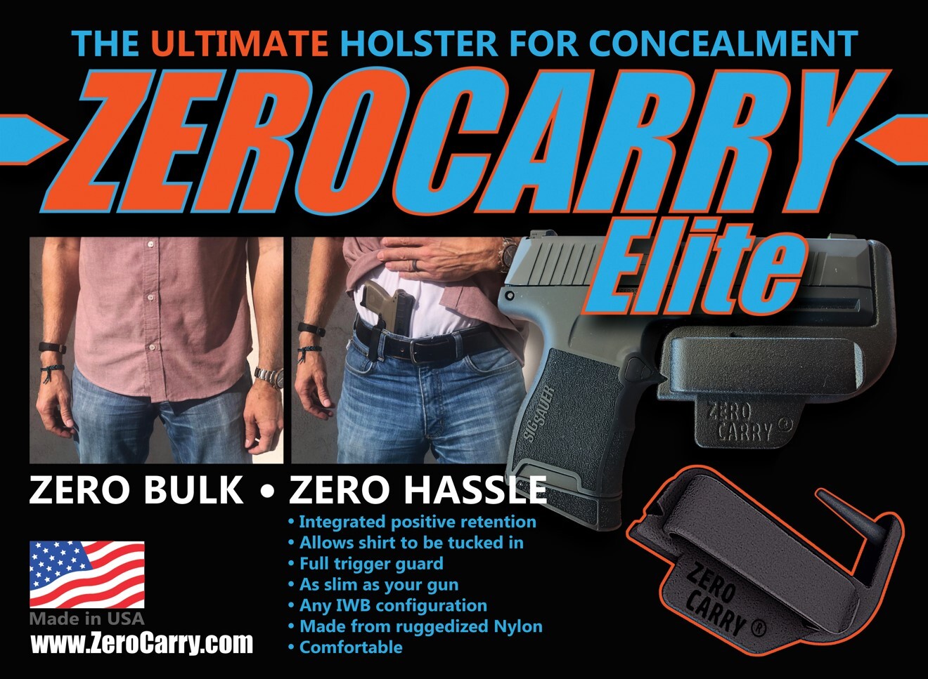 S&W MODEL 327, 357mag. Zero Carry Elite In Waistband Holster for concealed carry