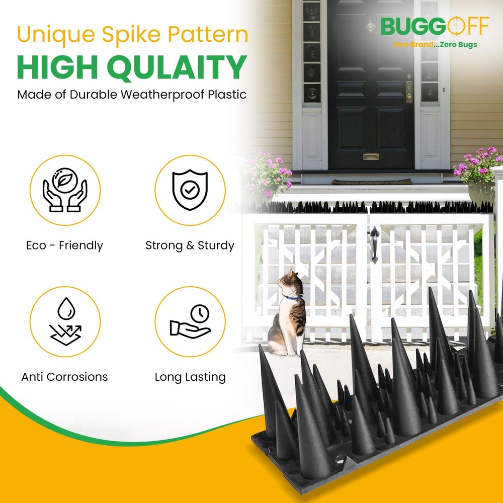 BUGGOFF - White Bird & Rodent Spikes, Unique Spike Pattern effecitviely deter...