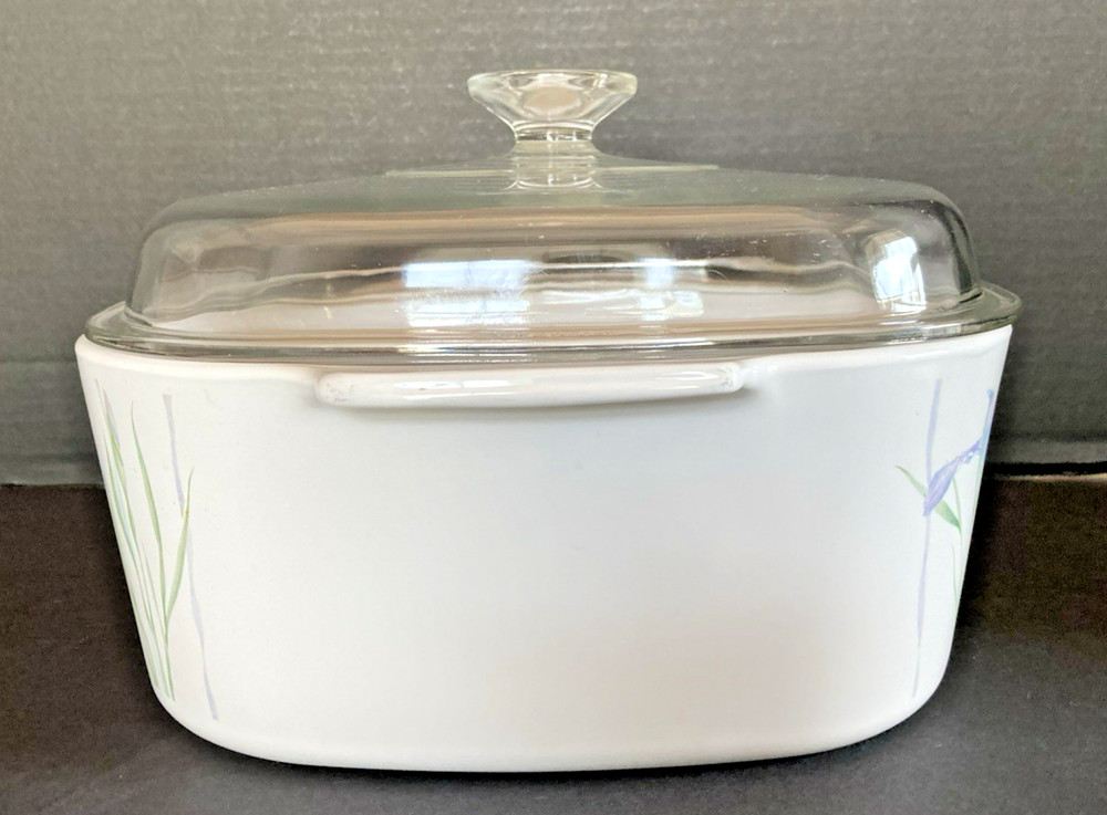 VTGCorning Ware Shadow Iris 5L Casserole Dish A-5-B w/ Pyrex Lid A-12-C EUC