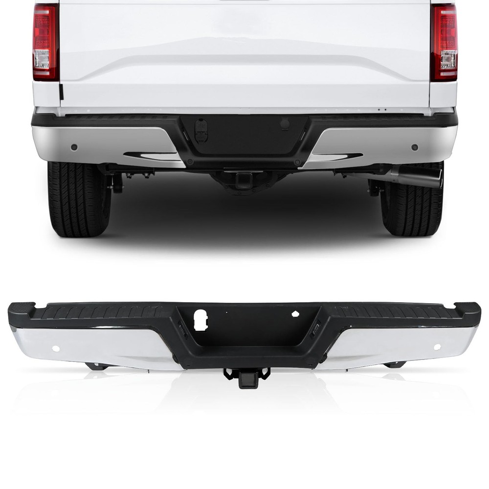 后保险杠适用于 2015 - 2020 年福特 F150,拾音器铬钢后踏板保险杠