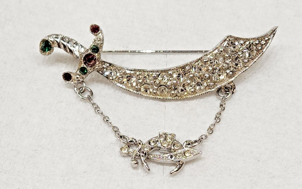 Shriners Sword Pin Rhinestones