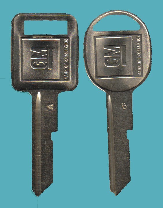 Original GM Logo Blazer Key Blank Set A & B Keyway NOS