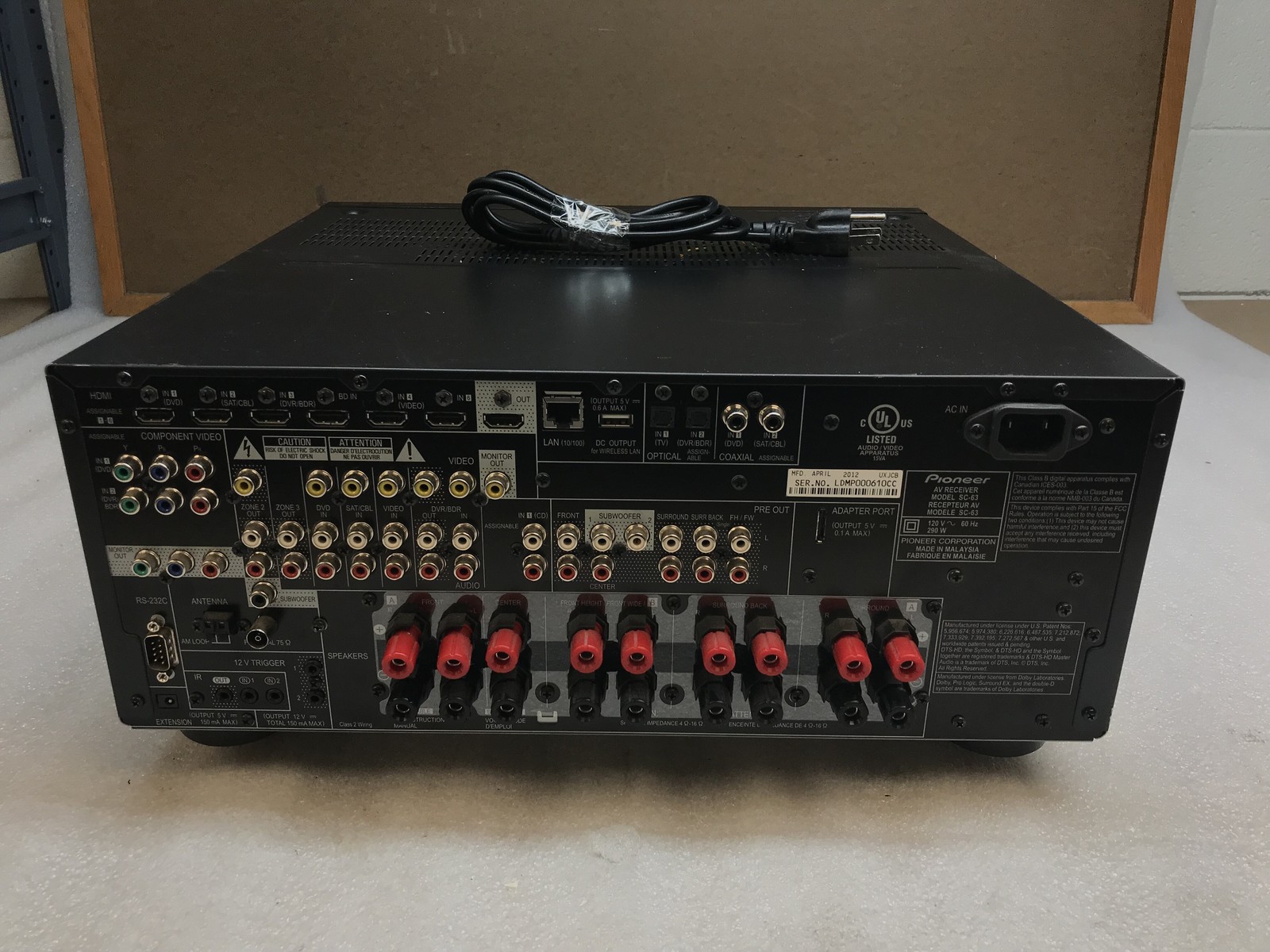 Pioneer Elite SC-63 7.2 Channel AV Receiver Black Dolby True HD - No Remote