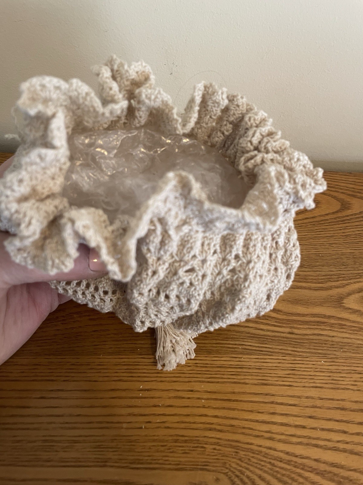 Vintage Handmade Crocheted Victorian 1800’s Reproduction Drawstring Purse Ecru