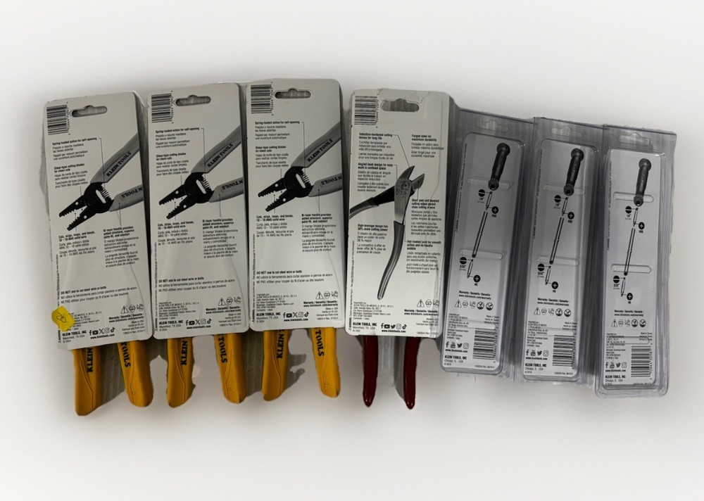 7-Pack Klein Tools D248-8 Diagonal Cutters 11045 Wire Stripper 32581 Screwdriver