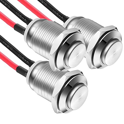 3 Pcs 12mm Prewired High Head Waterproof Push Button Latching 2A SS-Latching