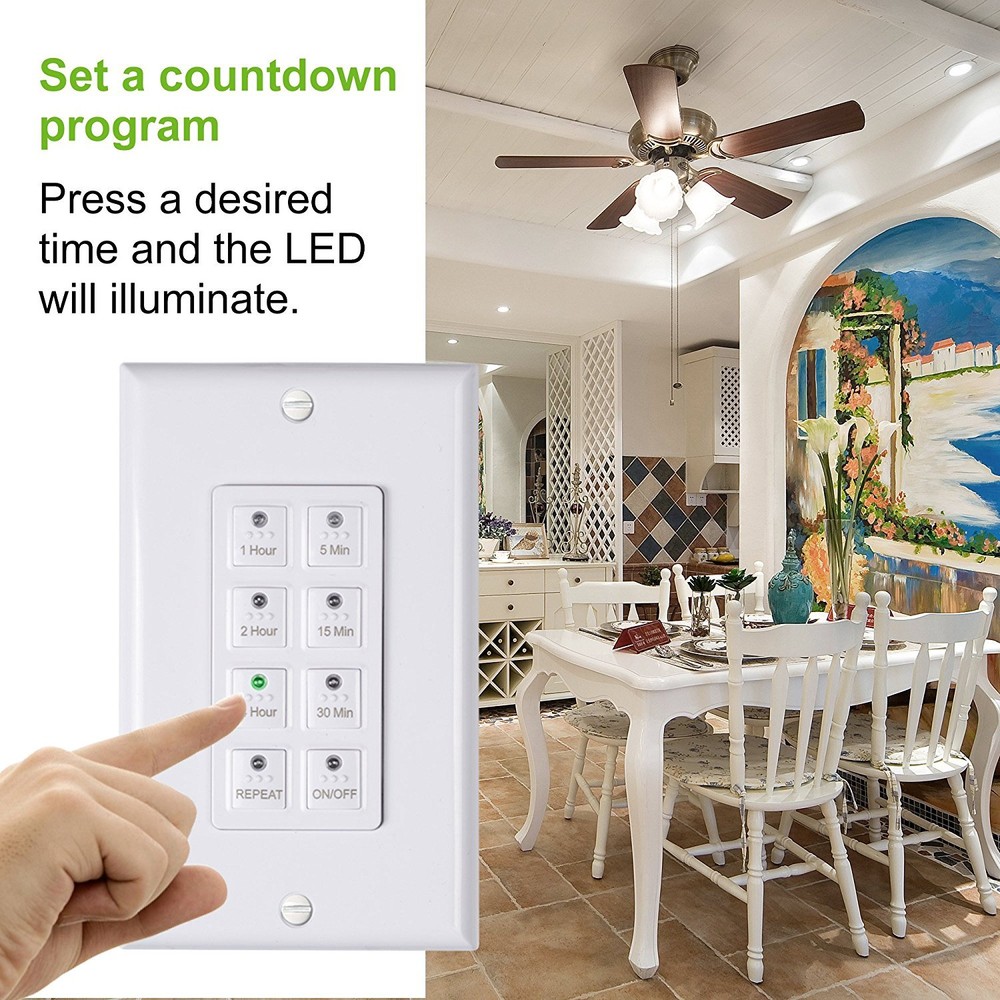 BN-LINK Countdown In-wall Timer Switch 5-15-30-60mins, 2-4 hours