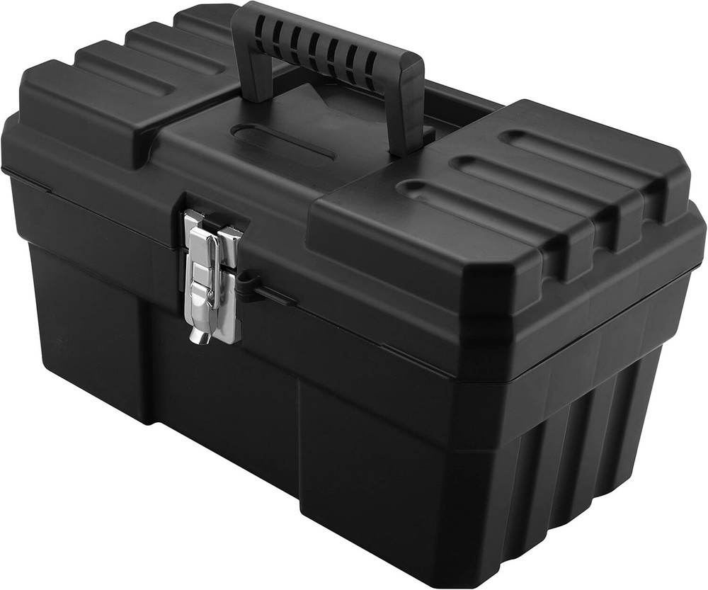 Durable 14-Inch Plastic Toolbox with Removable Tray - Perfect for Tools & Crafts