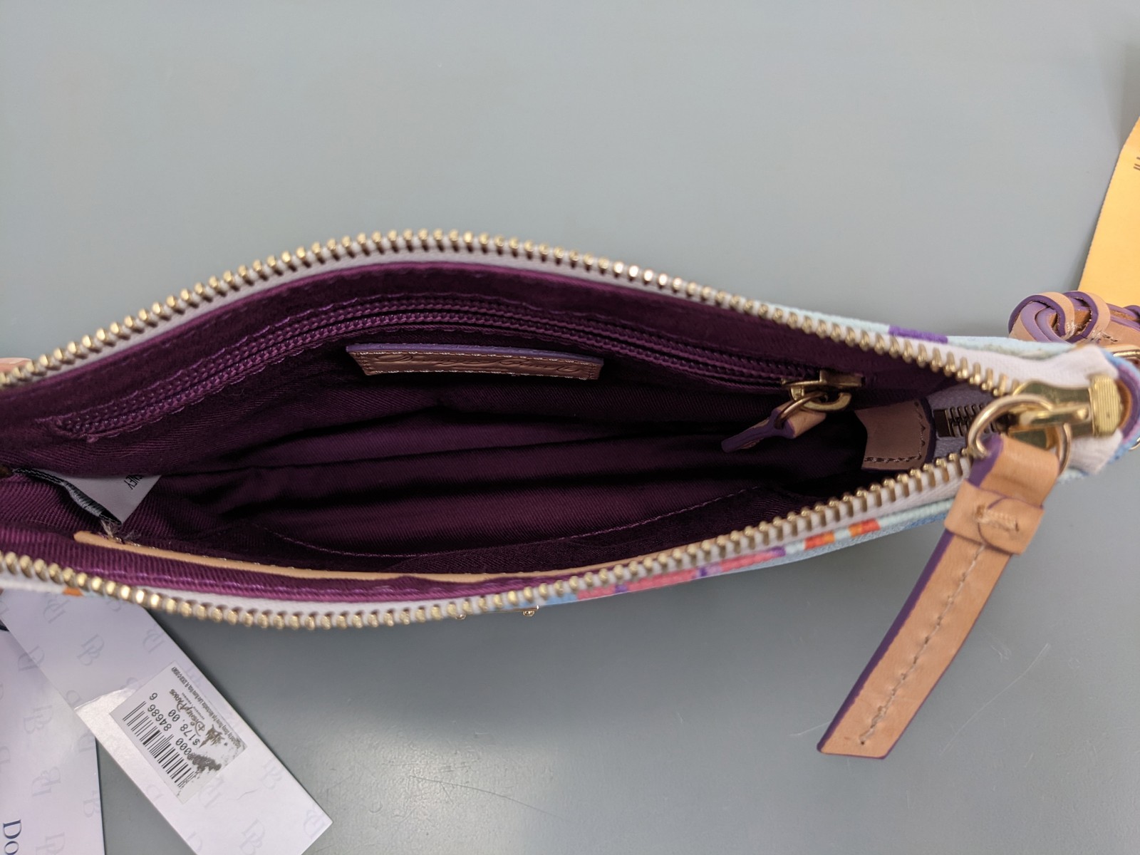 Disney Parks Dooney & Bourke Pouchette Crossbody Bag Epcot Flower Garden Lt Blue