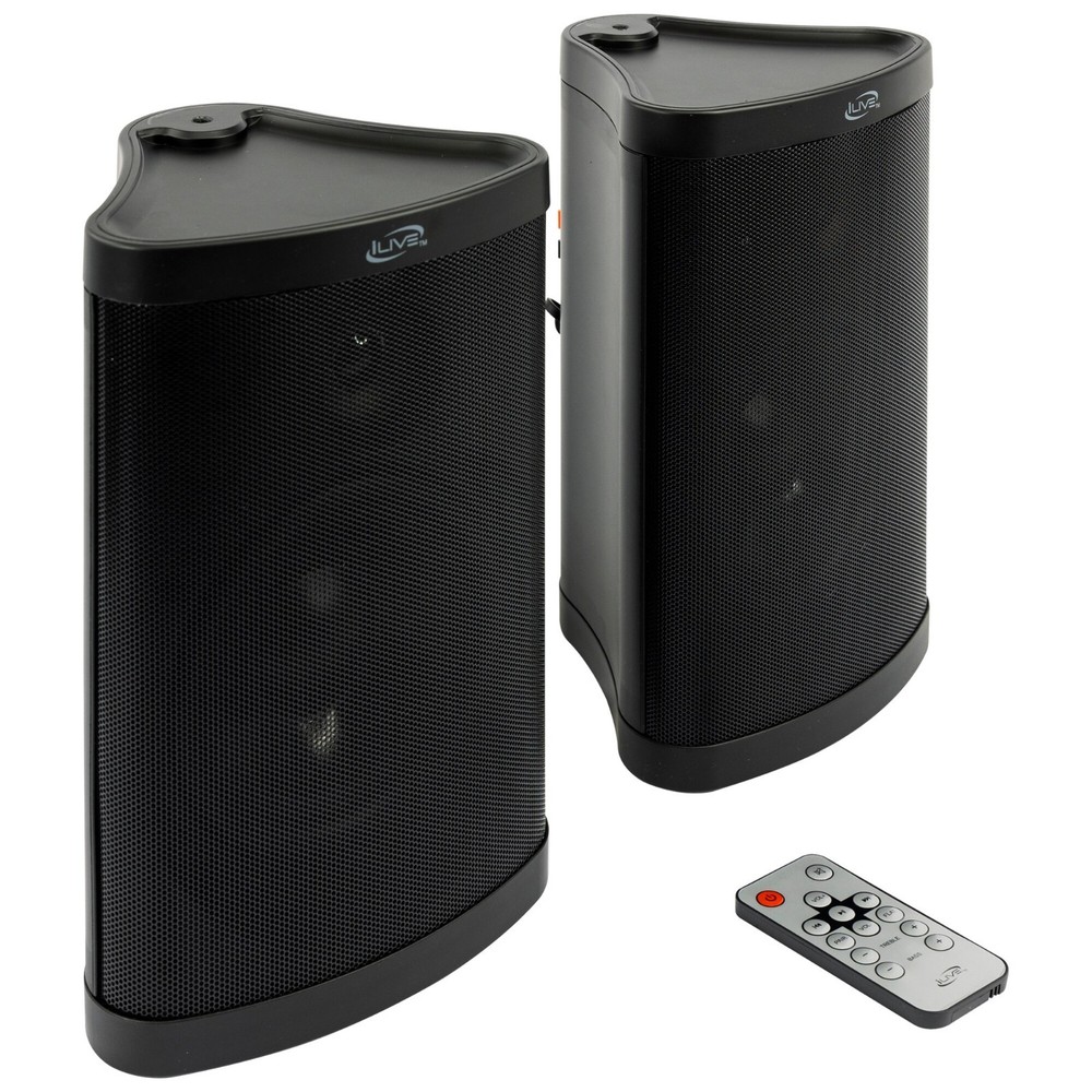 iLive 40W Bluetooth Indoor Outdoor Speaker Set Black 2 Pack