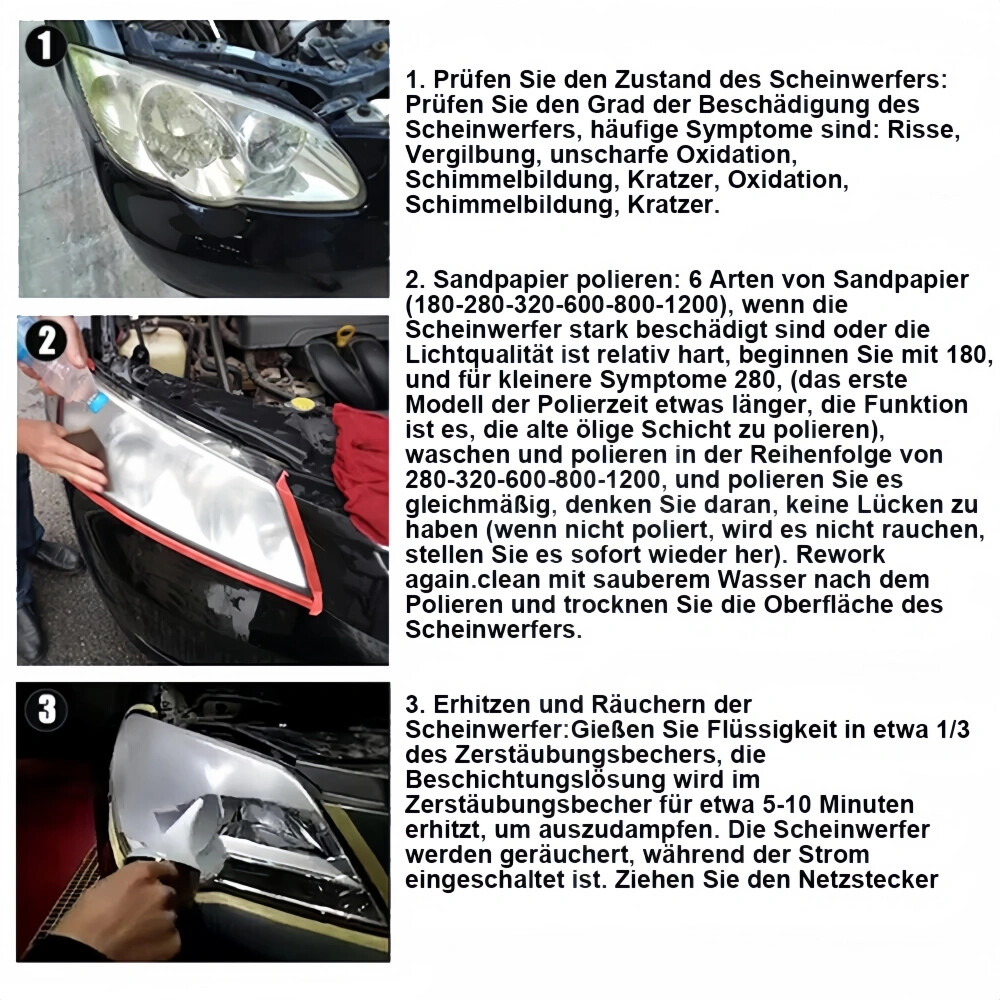 Headlight Restoration Repair Liquid Polymer Chemical Polishing Car Set Tool 300g