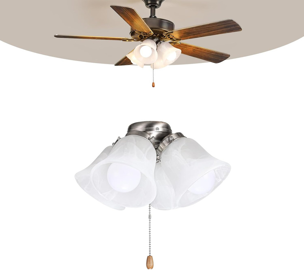 Ceiling Fan Light Kit, Four-Light 3000K 750Lm Fan Light Kit with Pull Chain, Rep