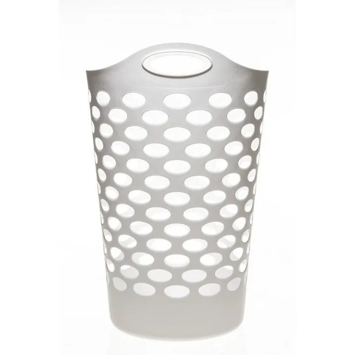 (3 pack) Mainstays Plastic Round Laundry Hamper, White, with Carrying Handles