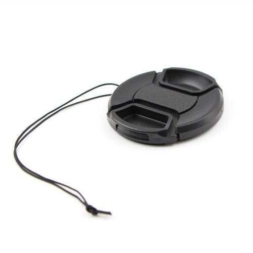 DSLR Camera Lens Cap Holder Leash – Elastic Adhesive Tether, Black, 10 Pack
