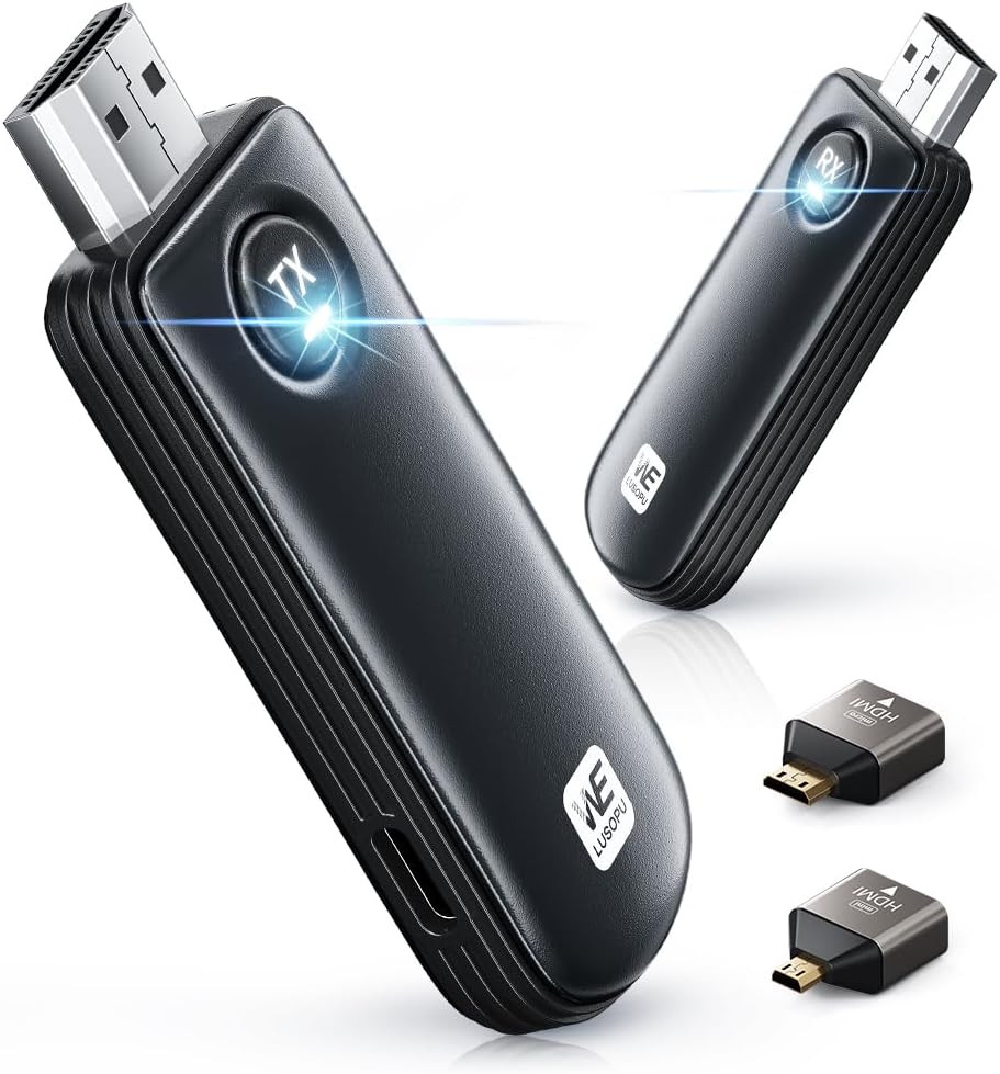 Wireless HDMI Transmitter and Receiver, HDMI Wireless 4K Decode 1080P Output, 2.